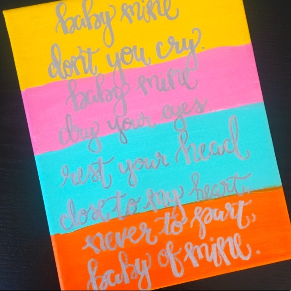 Dumbo lyrics hand painted canvas for baby room
